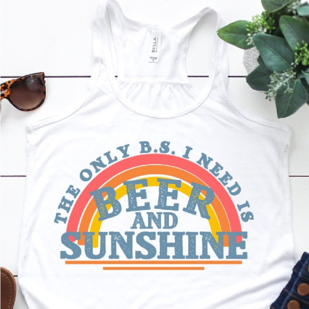 BEER AND SUNSHINE RAINBOW GRAPHIC FLOWY TANK